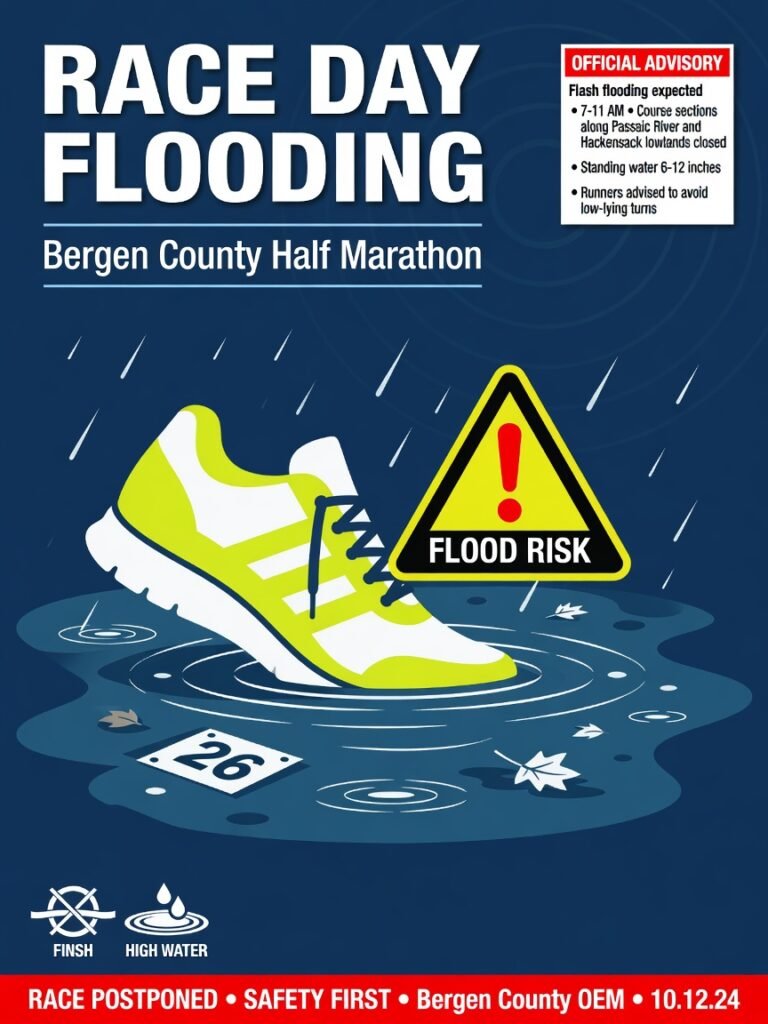 Runners Forced Through Waist-High Floodwaters During Bergen County Half Marathon