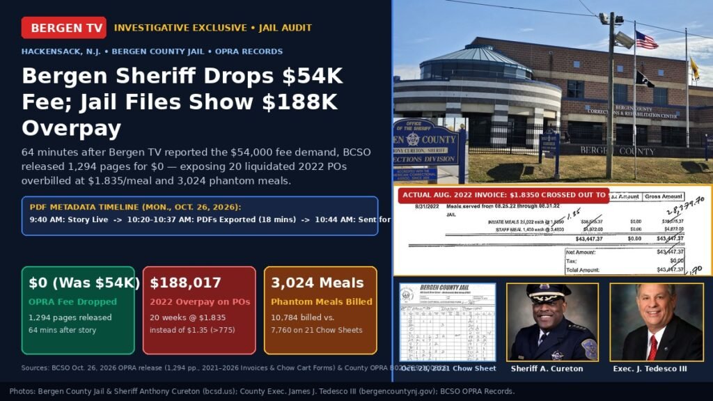 Bergen County, N.J., Sheriff Drops $54K Fee; Files Show $188K Overpay