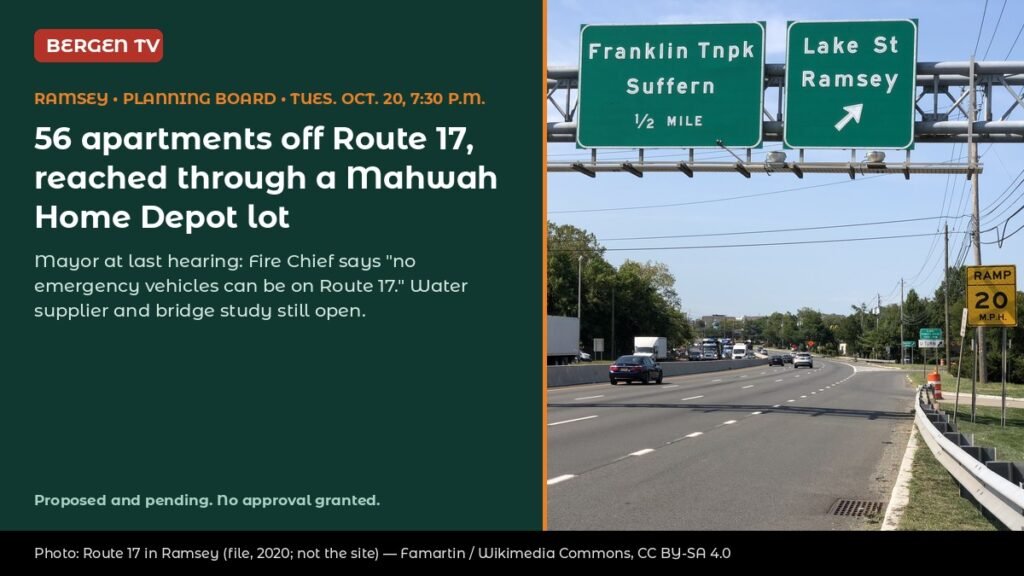 Ramsey’s 56-Unit Route 17 Apartment Plan Would Rely on a Mahwah Home Depot Lot for Access, With Fire Questions Still Open